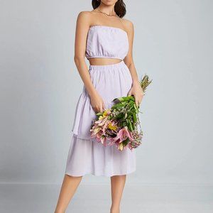 Solid Tube Top & Layered Hem Skirt - Lilac